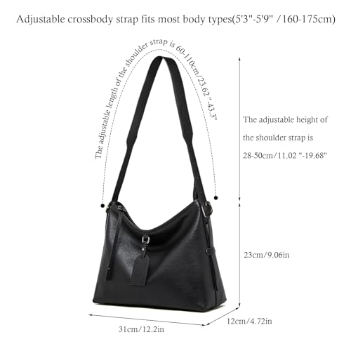 Image of Women Tote Handbags, Genuine Leather Hobo Purses Medium Shoulder Purses with a Adjustable Strap.(Coffee)