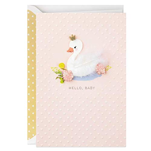 Hallmark Signature White Swan With Crown New Baby Congratulations Card