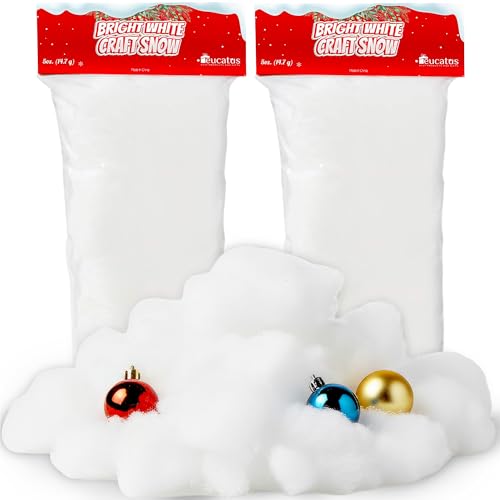 Eucatus 2 Pack Fake Snow Fluff Sheet - 30 sqft Fluffy Cotton-Like Christmas Snow for Mantle, Tabletop, Winter Village, Tree Base & Nativity Display Decoration