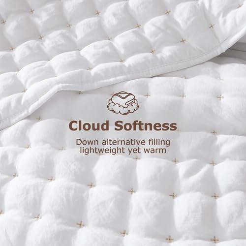 Image of WDCOZY Cloud Soft Quilt Set, Oversized King Size, White, 116x106 inches