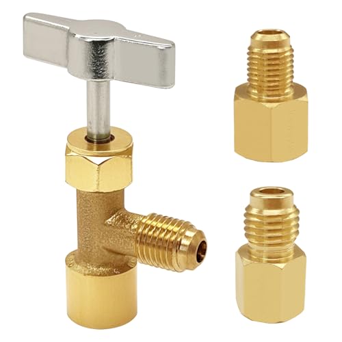 Image of Joywayus R134a Can Tap Valve Refrigerant Dispenser Includes Tank Adapter for 1 /4 inch and 1 /2 inch AC Charging Hoses Air Conditioning Systems