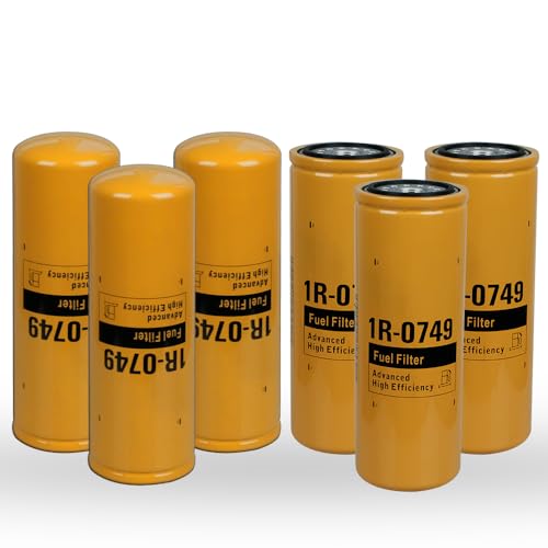 1R-0749 Advanced High Efficiency Fuel Filter Compatible With Caterpillar Engine C-10/12/13/15/16 3408B 3406B 3406E Fuel Filter Elements Kit Replaces LFF5823B LFF2749 308-9679 33674 FF5264(Set of 6)