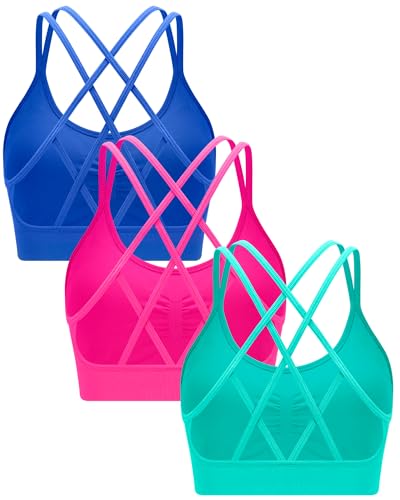 Image of RUNNING GIRL Sports Bras for Women 3Pack Strappy Bra