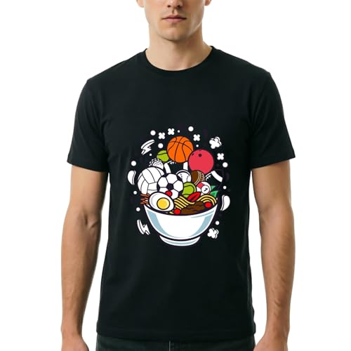 Funny Sports Bowl Graphic T-Shirt for Men (Black,Large)