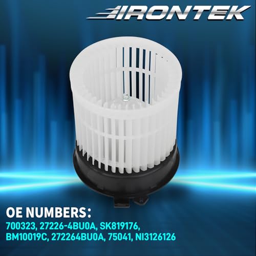 Image of IRONTEK 700323 HVAC Blower Motor w /Fan Cage Fit for 2014 2015 2016 2017 2018 2019 for Nissan Rogue, 2017 2018 2019 for Nissan Rogue Sport, A /C Heater Blower Motor Assembly 27226-4BU0A 272264BU0A