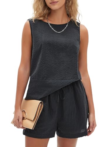 EXLURA Womens 100% Cotton Two Piece Sets Summer Outfits Casual