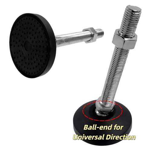Image of M16x120mm Leveling Feet, 6.2 Inch Height & 880 lb Capacity, Heavy Duty Adjustable Swivel Furniture Glides, Threaded Rubber Feet Levelers for Table, Shelves, Workbench, Cabinet, Machine, 4Pcs