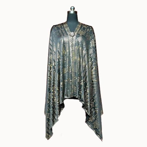 Vintage 1920s style Women's large-sized winter and autumn scarf - Retro Faux Assuit Foil print-embossed style long scarves3
