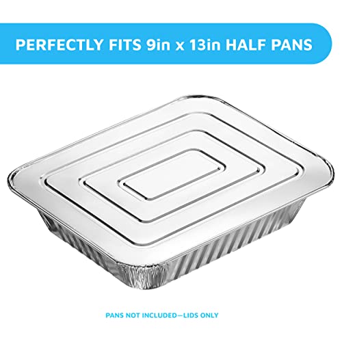 MontoPack Half-Size Aluminium Foil Lids | [50 Pack] | Perfect Fit for 9x13 Roasting Pans | Premium Quality for Baking & Catering | Disposable Food Prep Containers Lids - Thumbnail 4