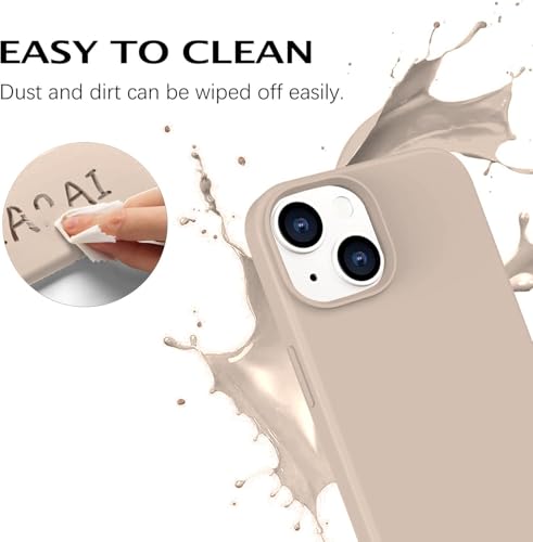 Image of DIZORO Microfiber Candy Case Compatible for iPhone 13 / iPhone 14 6.1 Inch Shockproof Slim Back Cover Liquid Silicone Case - Desert