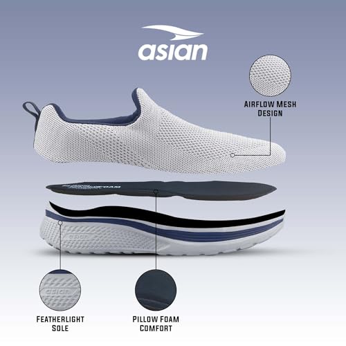 Image of ASIAN Wonderwalk-11 Men's Walking Shoes | Ultra-Light Slip-On Comfort with Cushioned Sole | Breathable, Stylish, Perfect for Work, Travel & Daily Use