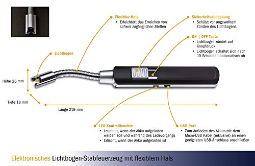TFA Dostmann Elektrische staafaansteker met lichtboog, kunststof, zwart, L 70 x B 265 x H 30 mm - Image 6