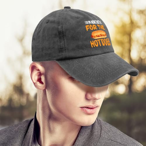 Image of I'm JUST HERE for The Hotdogs Hats for Men Baseball Caps Trendy Washed Workout Hats Light Weight