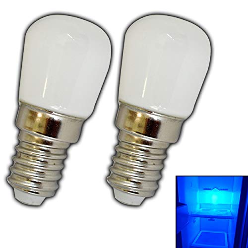 PB-Versand 2x E14 LED blau Lampe 1,5W Blaulicht/blaues Licht für den Kühlschrank - E14/SES Leuchtmittel Kühlschrank Birne Glühbirne