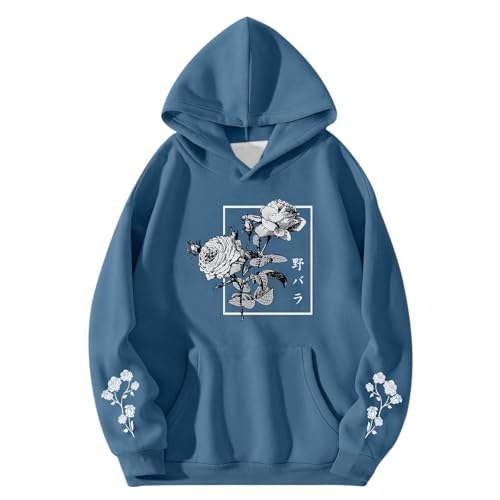 Sweat à capuche floral rose WWricotta style urbain japonais pour homme