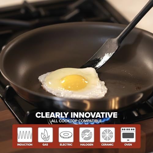 Image of Viking PureGlide Pro 3-Ply Nonstick Frying Pan, Made without PFAS, 8-Inch Induction Cookware, Metal Utensil Safe Titanium Nonstick Surface, Oven Safe to 600F