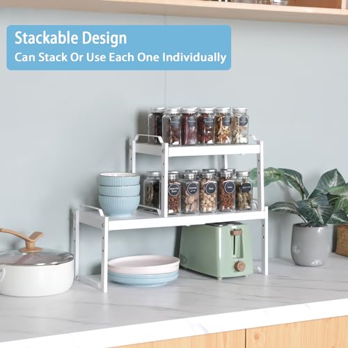 2 Pack Expandable Countertop Shelves, Stackable