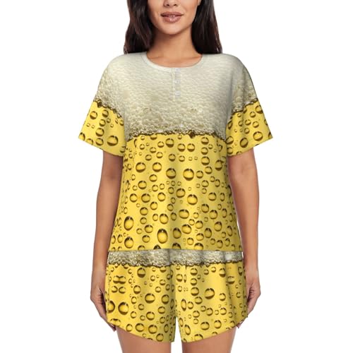 Ensemble pyjama bulles de bière femme doux avec poches latérales