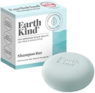 EarthKind Shampoo Bar, Tea Tree & Eucalyptus, Sulfate Free & Plastic Free Vegan Formula, Anti Dandruff, Professional Quality, Gentle for Daily Use, Natural, Sustainable Ingredients  50g (Blue)