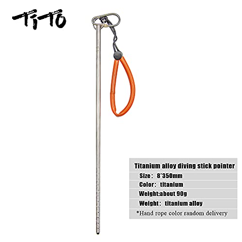 Tito Titanium Scuba Diving 14''/35Cm Titanium Alloy Lobster Tickle Pointer Stick W/Measurement & Lanyard (Titanium Color) #TOP1