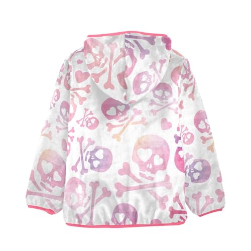 OTVEE Valentine Pink Purple Skulls Kids Hoodie Jacket Fall Spring Full Zip Warm Outwear Coat2