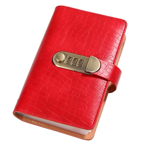 NewGtuizi A6 Budget Binder for Money Saving, PU Leather A6 Savings Notebook with Lock, Budget Planner, Money Organizer for Cash (Red)