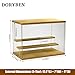 DORYBEN Acrylic Display Case with Adjustable LED Light, 3 Tier Clear Display Box Dustproof Showcase for Action Figures, Collectibles and Mini Toys, Assembly Display Cabinet(Wood 12.5×6.7×9in)