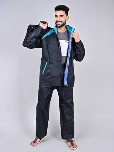 Image of Rupa Mens Rainwear For Men, Waterproof Nylon Blended Rain Standard Length Jacket With Pants And Carry Bag, Pack Of 1