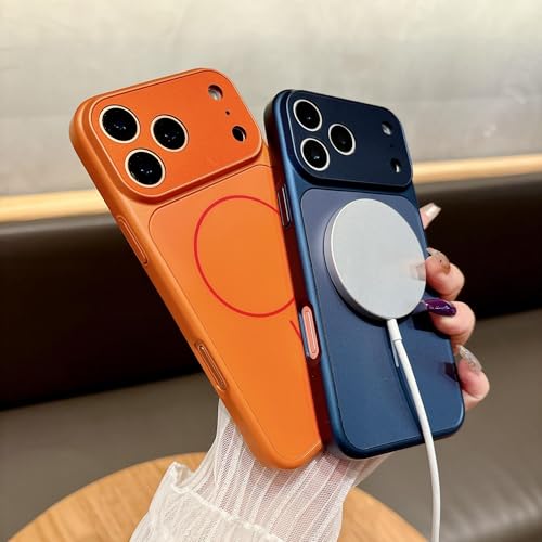 Image of DIZORO Magnetic Case for iPhone 17 Pro Max Case [Compatible with MagSafe][Built-in Camera Lens Protector] Slim Soft Silicone Bumper Shockproof Metallic Luster Back Cover Phone Case (Blue)