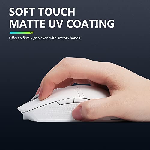 Image of DeLUX M800PRO Wireless Gaming Mouse, Rechargeable Lightweight Computer Mouse, with PAW3395 Sensor 26000DPI, Tri-Mode, Huano Pink Switches, Matt UV Coating (White)