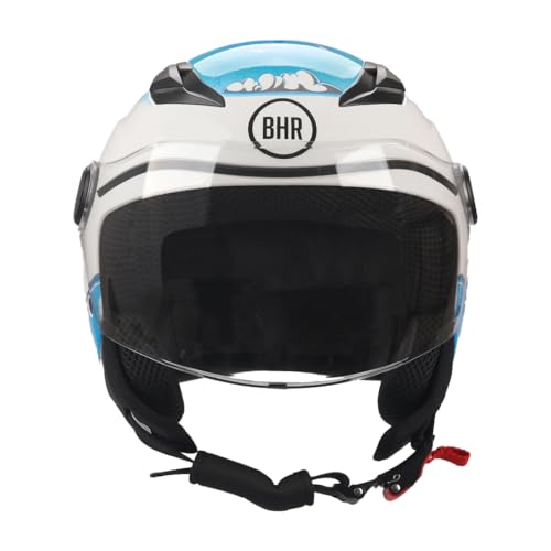 Casco Moto Bambino Demi-Jet, Bhr 838 Children, Casco Scooter Per Bambini/Bambine Omologato Ece 22.06, Visiera Antigraffio E Sgancio Micrometrico, Sea,