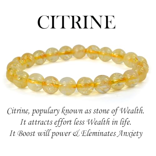 Image of Reiki Crystal Products Certified Natural Crystal Stone 8 mm Round Beads Bracelet for Men and Women | Reiki Charged Gemstone Bracelets | Multiple Stone Variants Available