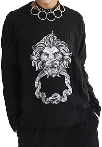 Amazon Drug Honey ドラッグハニー ライオン スネーク ドアノッカー プリント カットソー 長袖tシャツ F パープル Tシャツ カットソー 通販