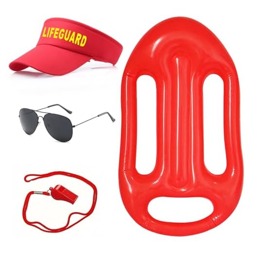 TYXHXTF 4 Pcs Disfraz de Salvavidas, Accesorios de Salvavidas Incluye Sombrero Gafas de Sol Silbato Salvavidas Boya para Fiestas en la Playa y la Piscina Halloween