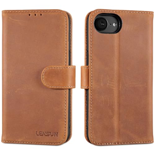 Coque iPhone 17e antichoc portefeuille en cuir anti piratage RFID Lensun
