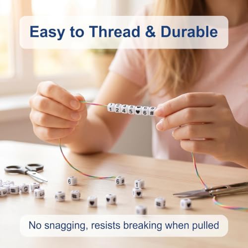 Image of Amaney 400pcs Number Beads Square White Acrylic 6x6mm Mixed Number Beads Acrylic Plastic Cube Shape Loose Beads