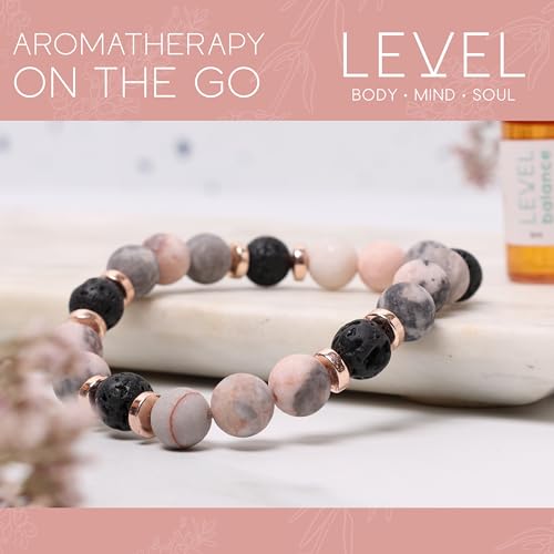 Level Body Mind Soul - Aromatherapy Lava Bead Bracelet with Sandalwood & Jasmine Oil - Anxiety & Stress Thoughtful Gift - Aids Sleep - Happiness - Image 7