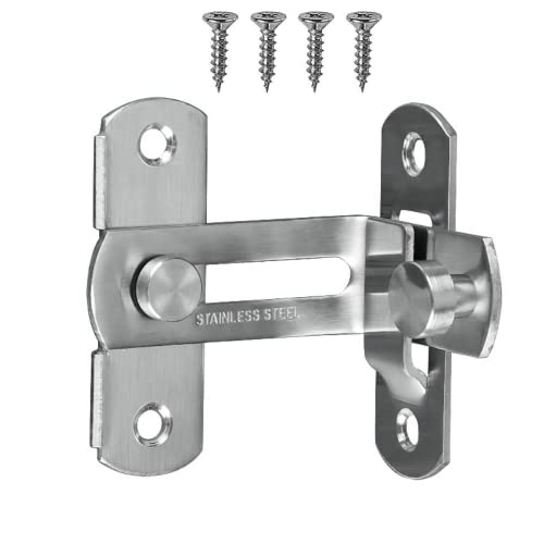 Rozekean Flip Barn Door Lock Latch 90 Degree Safety Gate Latch Right Angle Sliding Door Bolt Stainless Steel,Brushed Finish #TOP27