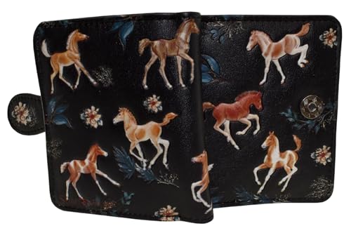 Shag Wear Horse Play Small Wallet for Women and Teen Girls Vegan Faux Leather Black 4.5"3