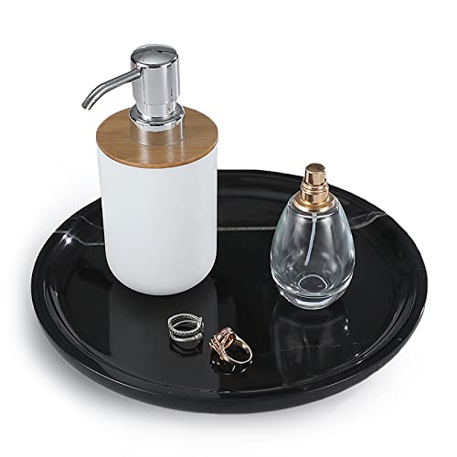Real Luxurious Natural Marble Storage Tray - Genuine Marble for Home Decor - Stone Tray for Bathroom/Kitchen/Vanity/Dresser - Non-Resin (Black, 8