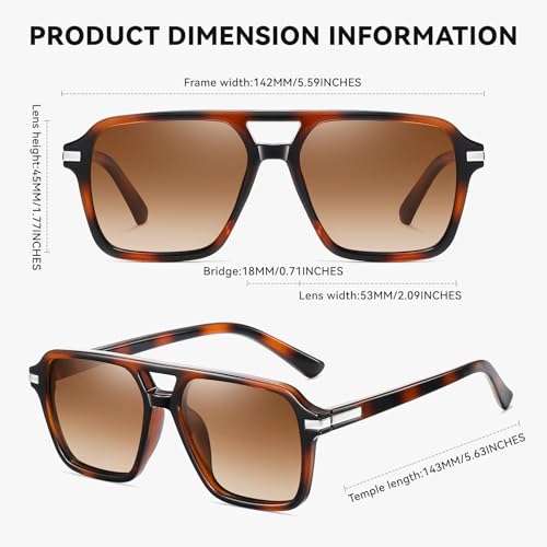 Image of HAOLOTA Retro Aviator Sunglasses for Women and Men, Polarized Square Shades UV Protection