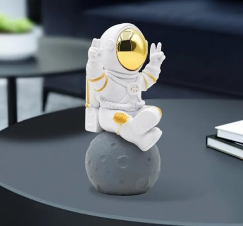 Image of VRB DecTM 1pcs Astronaut Miniature Showpiece Set for Home Decor, car Dashboard,Valentine,Living Room,Gifts Figurines,Cake Decoration Items-Resin (1 Pcs Golden Ashtronaut Showpiece)