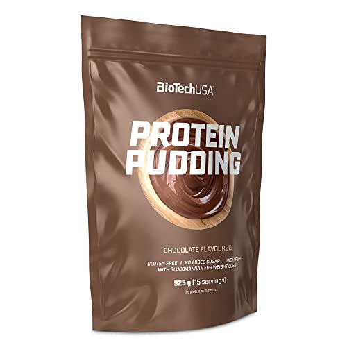 BioTechUSA Protein Pudding, Pudín proteico en polvo con proteína de suero de leche y proteína de leche, con glucomanano y edulcorantes, 525 g, Chocolate