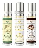 Al Rehab Perfume Oil Rollerball Set – 3-Piece Collection for Everyone (0.2 oz Each) – Includes Choco Musk, Soft, and Dalal