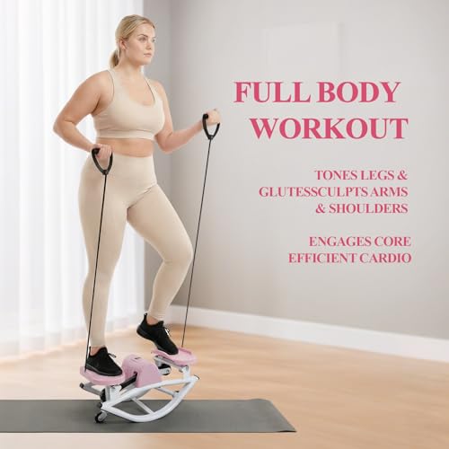 Image of Rock Stepper for Home Workout, Side-to-Side Stepper Machine with Resistance Bands & Digital Display, Low-Impact Lateral Stepper for Full Body Exercise, Compact Quiet Cardio Equipment for Apartment /Gym