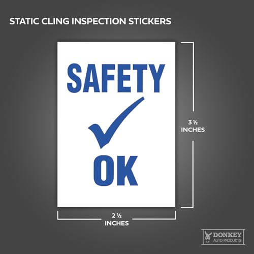 Static Cling Car Inspection Stickers - Safety Ok (100 per Pack) Blue by Donkey Auto Products - Used condition - US$18.94