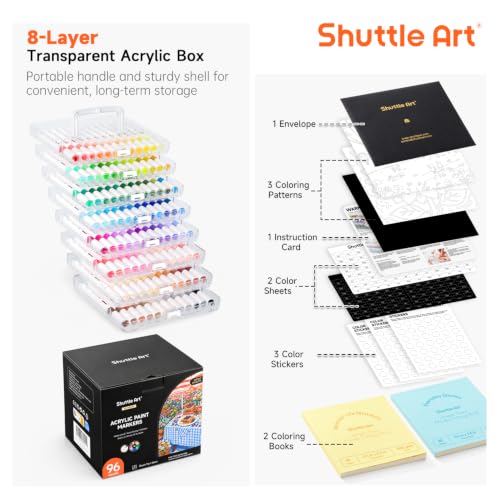 Image of Shuttle Art 96 Colors Acrylic Paint Markers