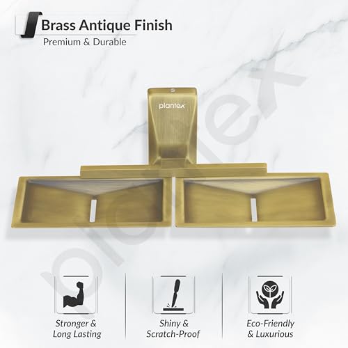 Image of Plantex 304 Grade Stainless Steel Double Soap Dish /Soap Case /Soap Storage for Bathroom Accessories - Crystal (Brass Antique)