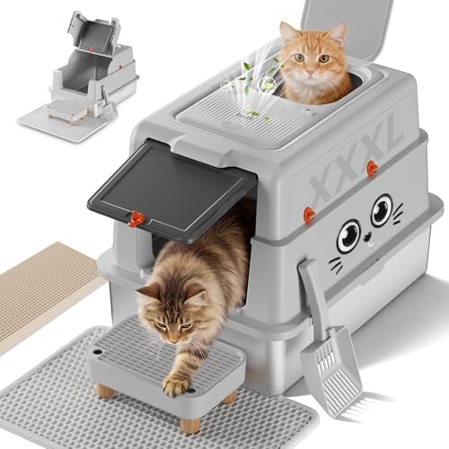 Caja sanitaria de acero inoxidable para gatos XXL con tapa