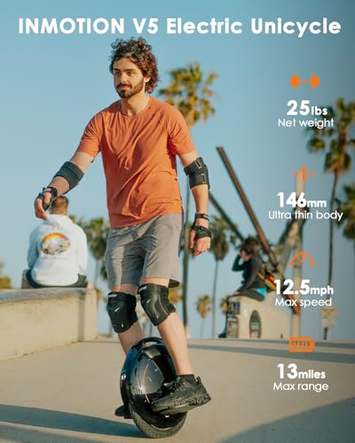 INMOTION V5 Electric Unicycle for Adult with 12.5 MPH & 12.5 Miles Mileage, 14 Inch Pneumatic Tire One Wheel EUC Portable Self Balancing Scooters - Thumbnail 2